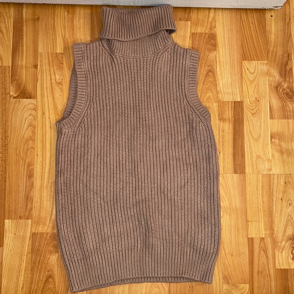Michael Kors Tan Knit Turtleneck Vest, Sz. S